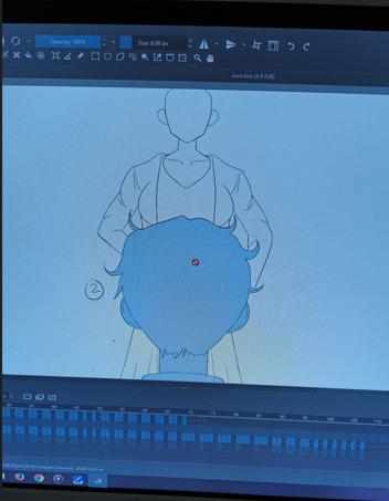 Digital sketching process on monitor